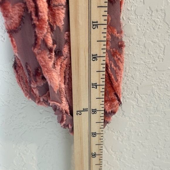 Alexis Long Sleeve Silk Sheer Velvet Top Front Tie Deep V Neckline Size M Salmon - Picture 12 of 12